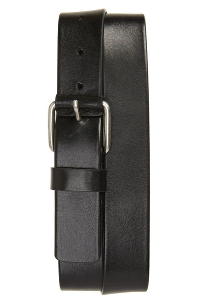 Nordstrom Covered Roller Leather Belt In Black