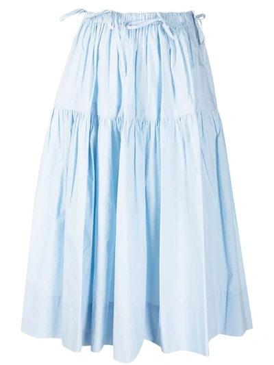 Act N°1 Drawstring Tiered Midi Skirt In Blue