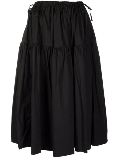 Act N°1 Drawstring Tiered Midi Skirt In Black