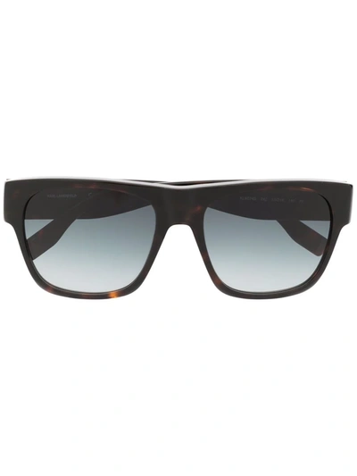 Karl Lagerfeld Engraved-logo Square-frame Sunglasses In Brown