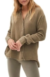 Michael Stars Leo Cotton Gauze High-low Tunic Shirt In Olive