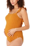 Cache Coeur Maldives Maternity One-piece Swimsuit In Cumin