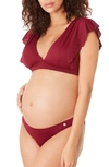 Cache Coeur Maternity Bloom 2-piece Bikini Set In Burgundy