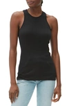 Michael Stars Alana Ribbed Halter Tank In Black