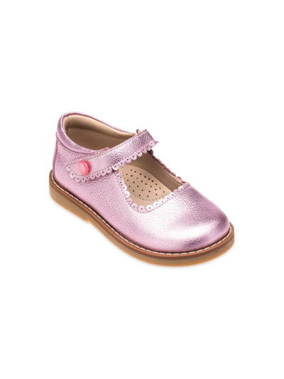 Elephantito Kids' Little Girl's & Girl's Metallic Leather Mary Janes In Carnation