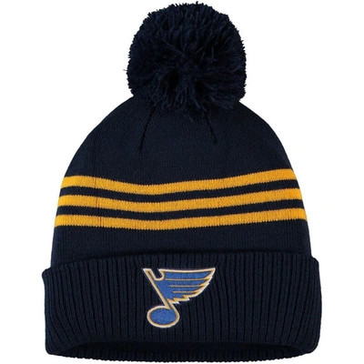 Adidas Originals Adidas Navy St. Louis Blues Locker Room Three Stripe Cuffed Knit Hat With Pom