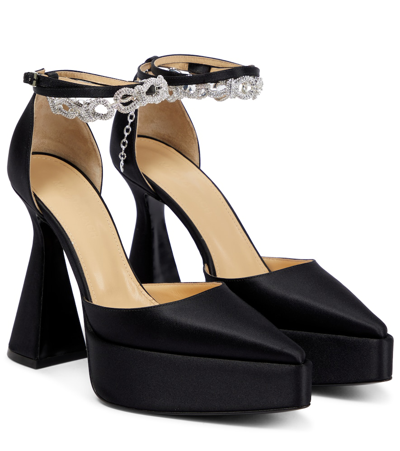 Mach & Mach 140mm Crystal-embellished Platform Pumps In Black