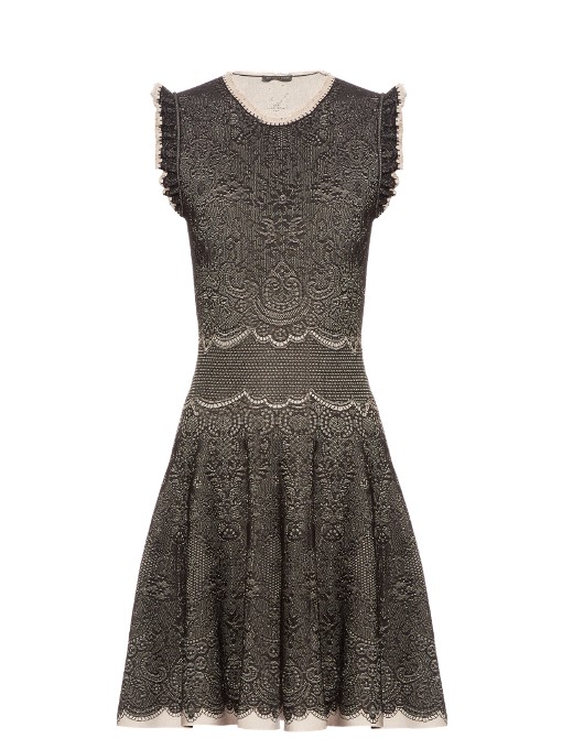 Alexander Mcqueen Lace Intarsia-knit Sleeveless Dress In Black And Nude ...