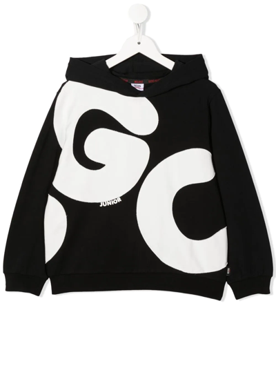 Gcds Kids' Logo-print Fleece Hoodie In Black