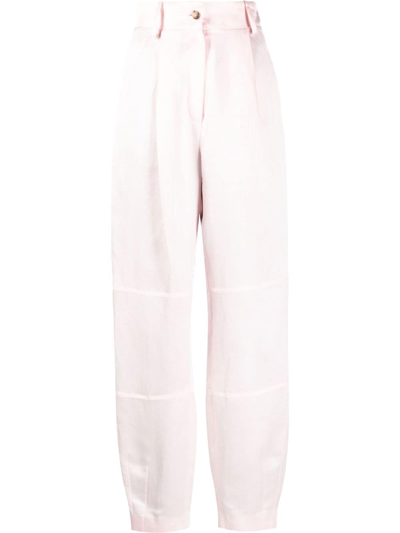 The Mannei Volterra High-waisted Satin Trousers In Pink