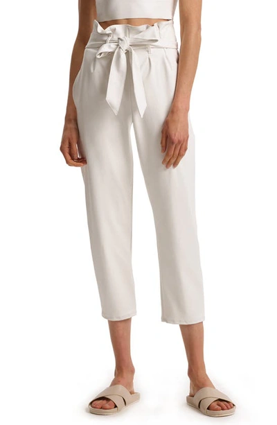 Commando Faux Leather Paperbag Waist Crop Trousers In White