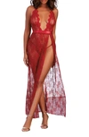 Dreamgirl Drape Fringe Chemise & G-string Set In Garnet