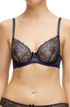 Dita Von Teese Fiamma Underwire Balconette Bra In Navy