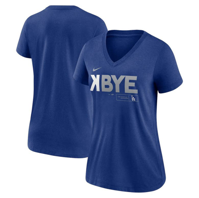 Nike Women's Los Angeles Dodgers Royal K-bye Tri-blend V-neck T-shirt