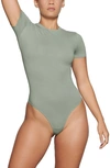 Skims Stretch Cotton Jersey T-shirt Bodysuit In Mineral