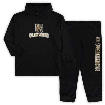 Concepts Sport Men's  Black Vegas Golden Knights Big And Tall Pullover Hoodie And Joggers Sleep Set
