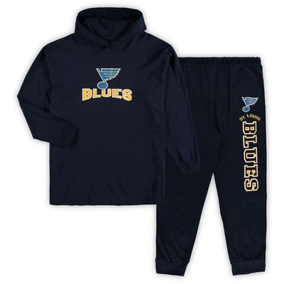 Concepts Sport Men's  Navy St. Louis Blues Big And Tall Pullover Hoodie And Joggers Sleep Set