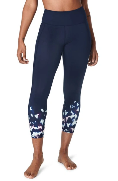 Sweaty Betty Super Sculpt Pocket 7/8 Leggings In Blue Flow Parchment Print