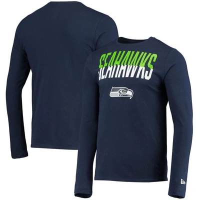 New Era College Navy Seattle Seahawks Combine Authentic Split Line Long Sleeve T-shirt