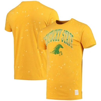 Retro Brand Original  Gold Kentucky State Thorobreds Bleach Splatter T-shirt