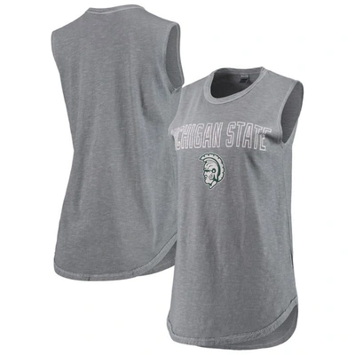 Alternative Apparel Charcoal Michigan State Spartans Inside Out Washed Tank Top