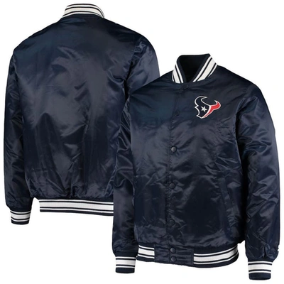 Starter Navy Houston Texans Locker Room Satin Varsity Full-snap Jacket