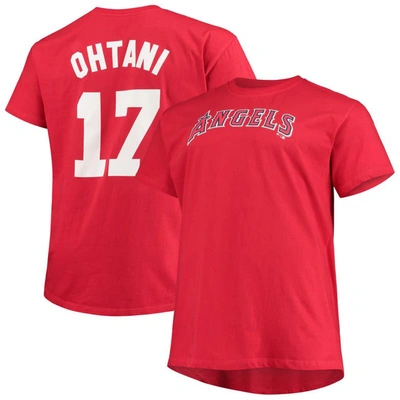 Profile Men's Shohei Ohtani Red Los Angeles Angels Big And Tall Name And Number T-shirt