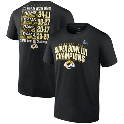 Fanatics Branded Black Los Angeles Rams Super Bowl Lvi Champions Schedule T-shirt