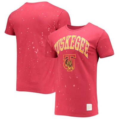 Retro Brand Original  Crimson Tuskegee Golden Tigers Bleach Splatter T-shirt