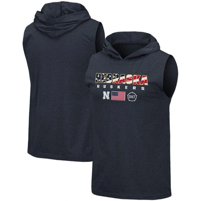 Colosseum Navy Nebraska Huskers Oht Military Appreciation Americana Hoodie Sleeveless T-shirt