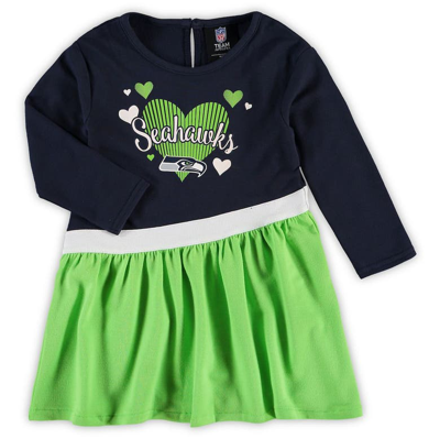 Outerstuff Kids' Girls Preschool College Navy Seattle Seahawks All Hearts Jersey Tri-blend Dress