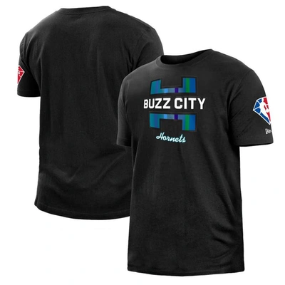 New Era Men's  Black Charlotte Hornets 2021/22 City Edition Brushed Jersey T-shirt