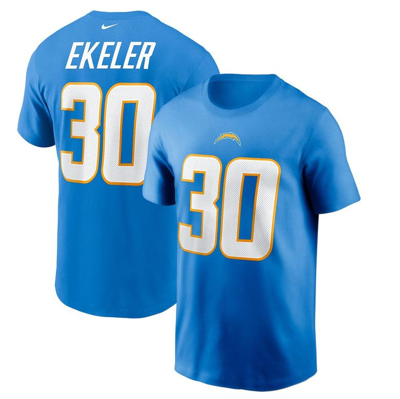 Nike Men's  Austin Ekeler Powder Blue Los Angeles Chargers Player Name And Number T-shirt
