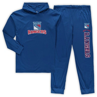 Concepts Sport Men's Blue New York Rangers Big And Tall Pullover Hoodie And Joggers Sleep Set