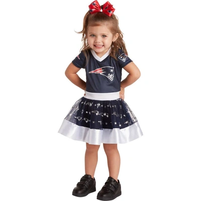 Jerry Leigh Kids' Girls Toddler Navy New England Patriots Tutu Tailgate Game Day V-neck Costume