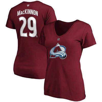 Fanatics Branded Nathan Mackinnon Burgundy Colorado Avalanche Plus Size Name & Number V-neck T-shirt