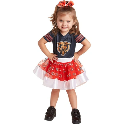 Jerry Leigh Kids' Girls Toddler Navy Chicago Bears Tutu Tailgate Game Day V-neck Costume