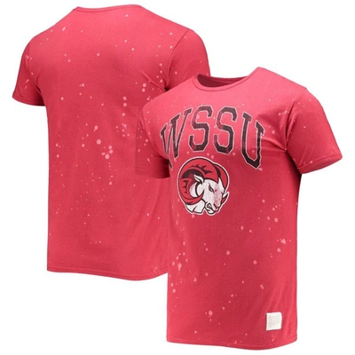 Retro Brand Original  Red Winston-salem State Rams Bleach Splatter T-shirt