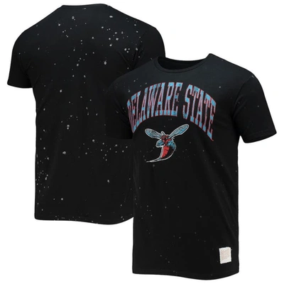 Retro Brand Original  Black Delaware State Hornets Bleach Splatter T-shirt
