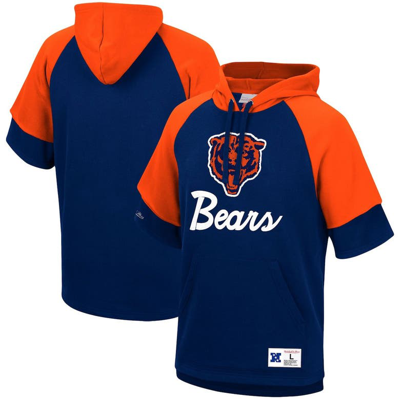 Mitchell & Ness Navy Chicago Bears Home Advantage Raglan Short Sleeve Pullover Hoodie