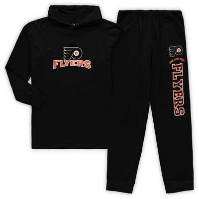 Concepts Sport Men's Black Philadelphia Flyers Big And Tall Pullover Hoodie And Joggers Sleep Set