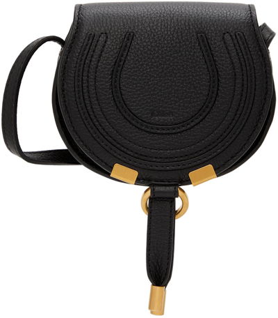 Chloé Black Nano Marcie Saddle Bag In 001 Black