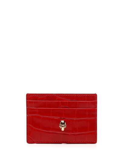 Alexander Mcqueen Skull Cardholder In Red