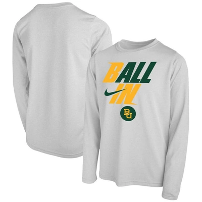 Nike Kids' Youth  White Baylor Bears Ball In Bench Long Sleeve T-shirt