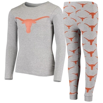 Outerstuff Kids' Youth Grey Texas Longhorns Long Sleeve T-shirt And Trousers Sleep Set