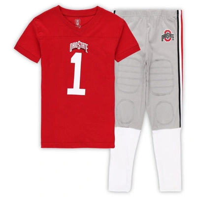 Wes & Willy Kids' Preschool  Scarlet Ohio State Buckeyes Football Pajama Set