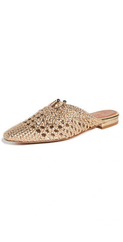 Souliers Martinez Luisa Leather Slippers In Oxido Woven Leather