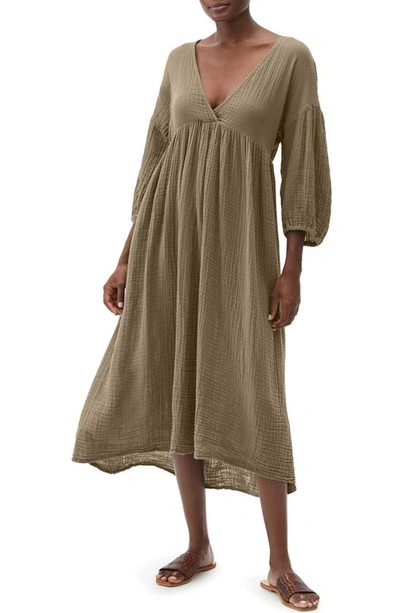 Michael Stars Isabella Cotton Gauze Midi Dress In Olive