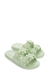 Melissa X Viktor&rolf Wide Blossom Slide Sandal In Green/ Green