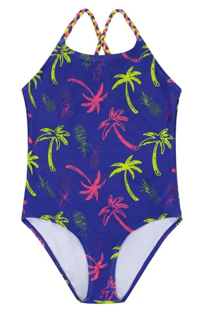 Andy & Evan Kids' Palm Tree One-piece Swimsuit In Blue